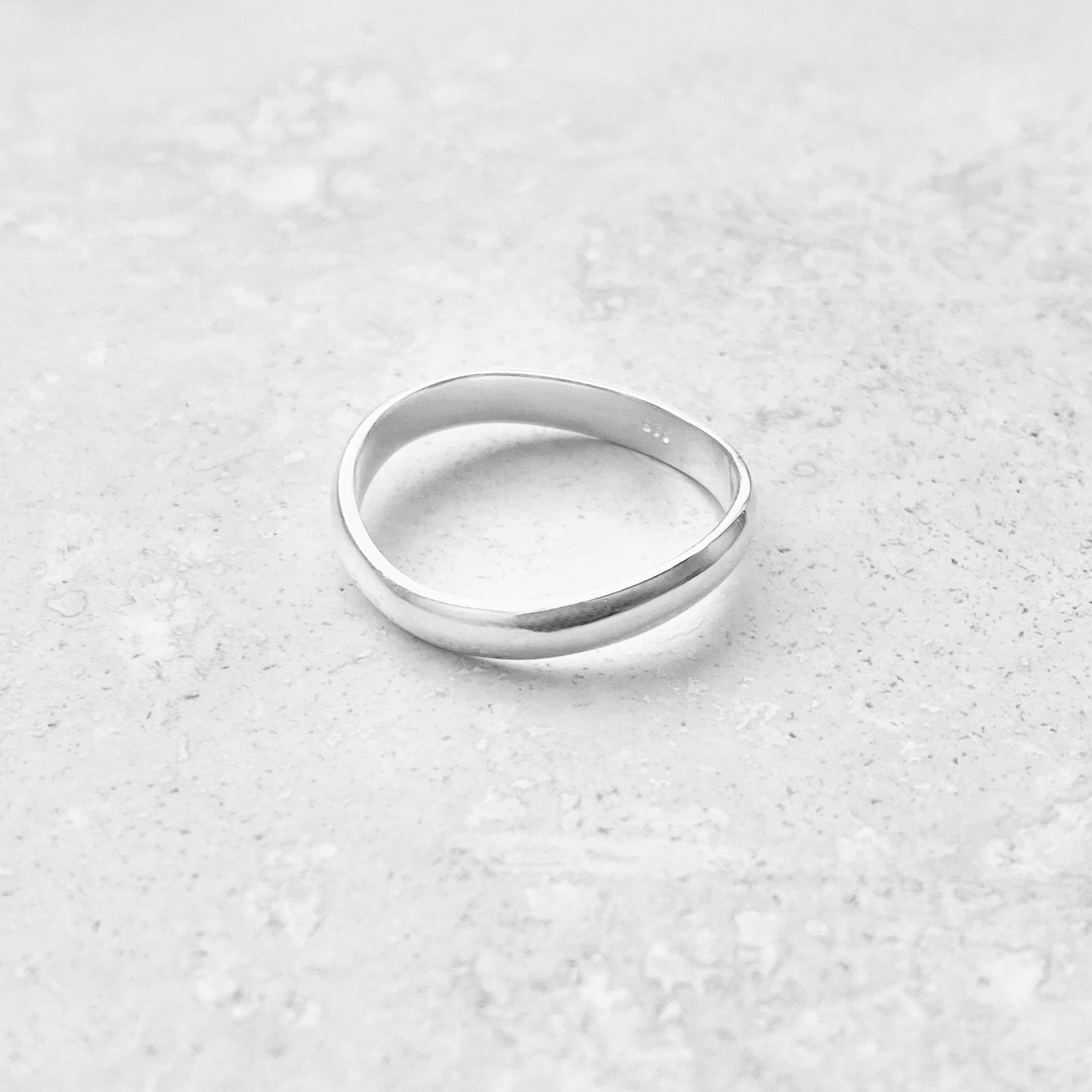 Sterling Silver High Polish 3mm Curve Band, Unisex Wedding Ring, Stackable Jewelry