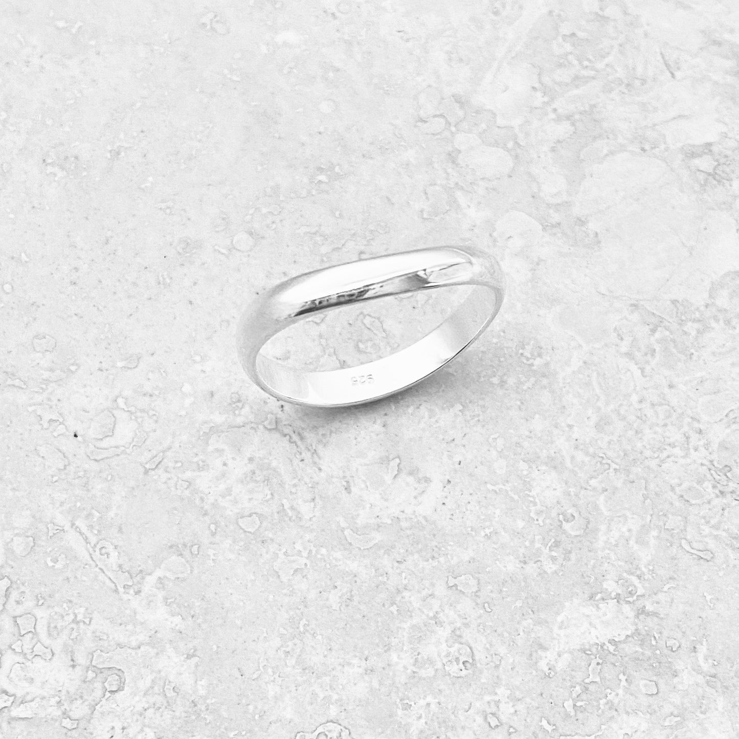 Sterling Silver High Polish 3mm Curve Band, Unisex Wedding Ring, Stackable Jewelry