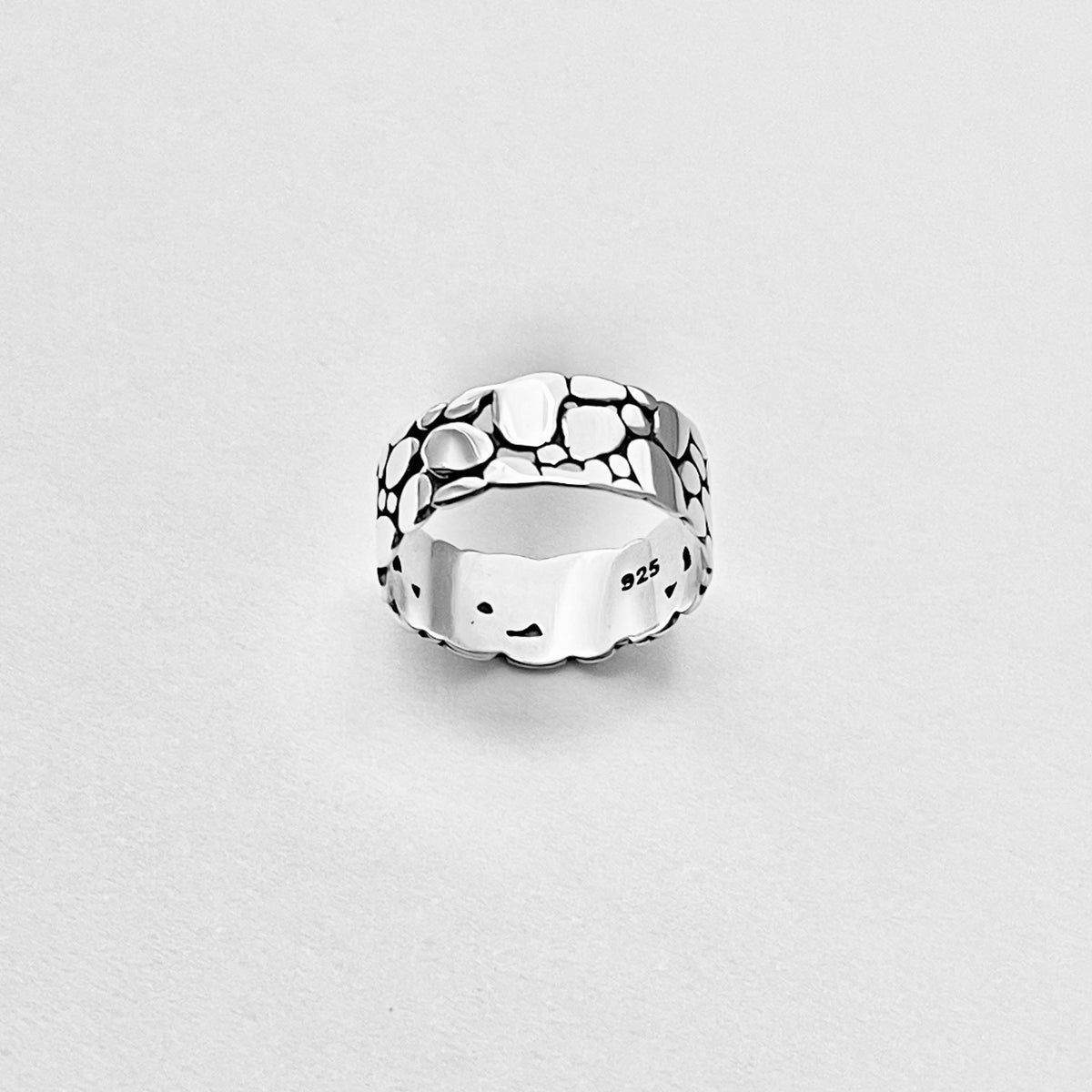 925 Sterling Silver Thin Eternity Cobblestone Band Ring – Pebble Stone Statement Silver Rings