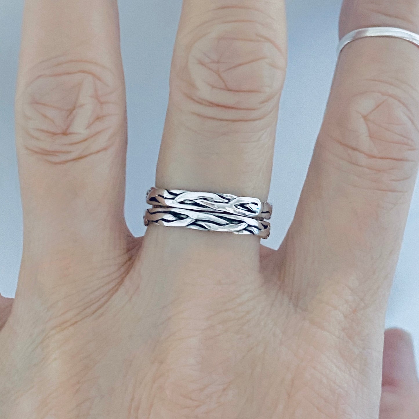 925 Sterling Silver Eternity Crazy Braid Ring | Twisted Rope Unisex Wedding Silver Bands
