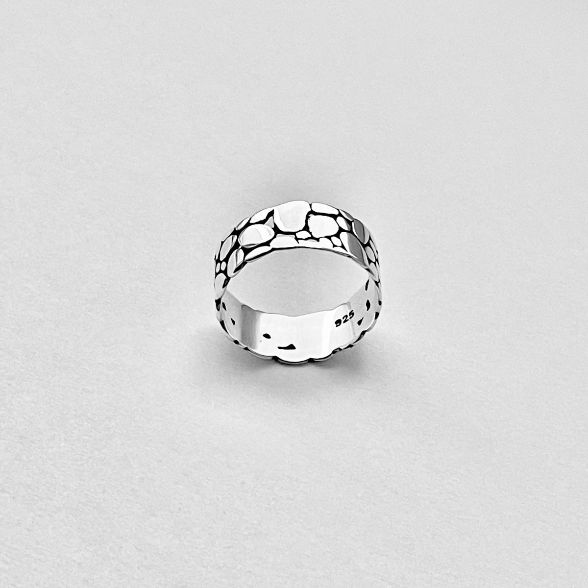 925 Sterling Silver Thin Eternity Cobblestone Band Ring – Pebble Stone Statement Silver Rings