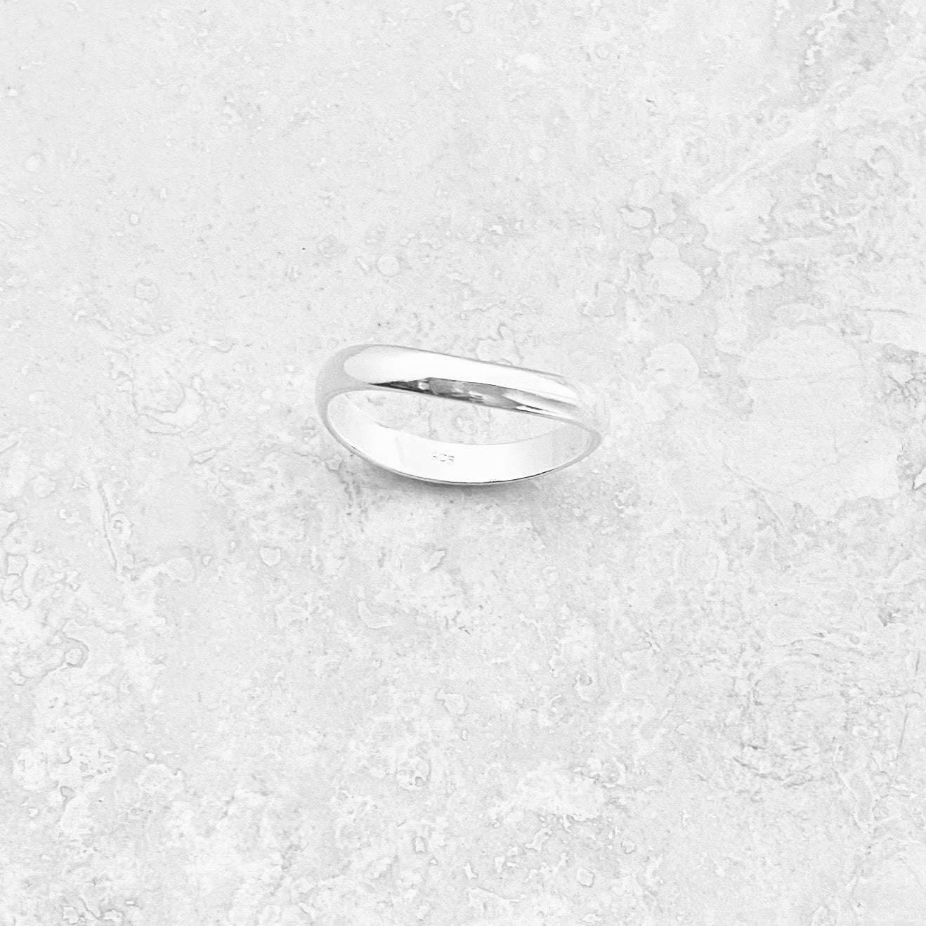 Sterling Silver High Polish 3mm Curve Band, Unisex Wedding Ring, Stackable Jewelry