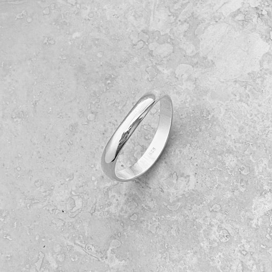 Sterling Silver High Polish 3mm Curve Band Ring, Wedding Silver Ring