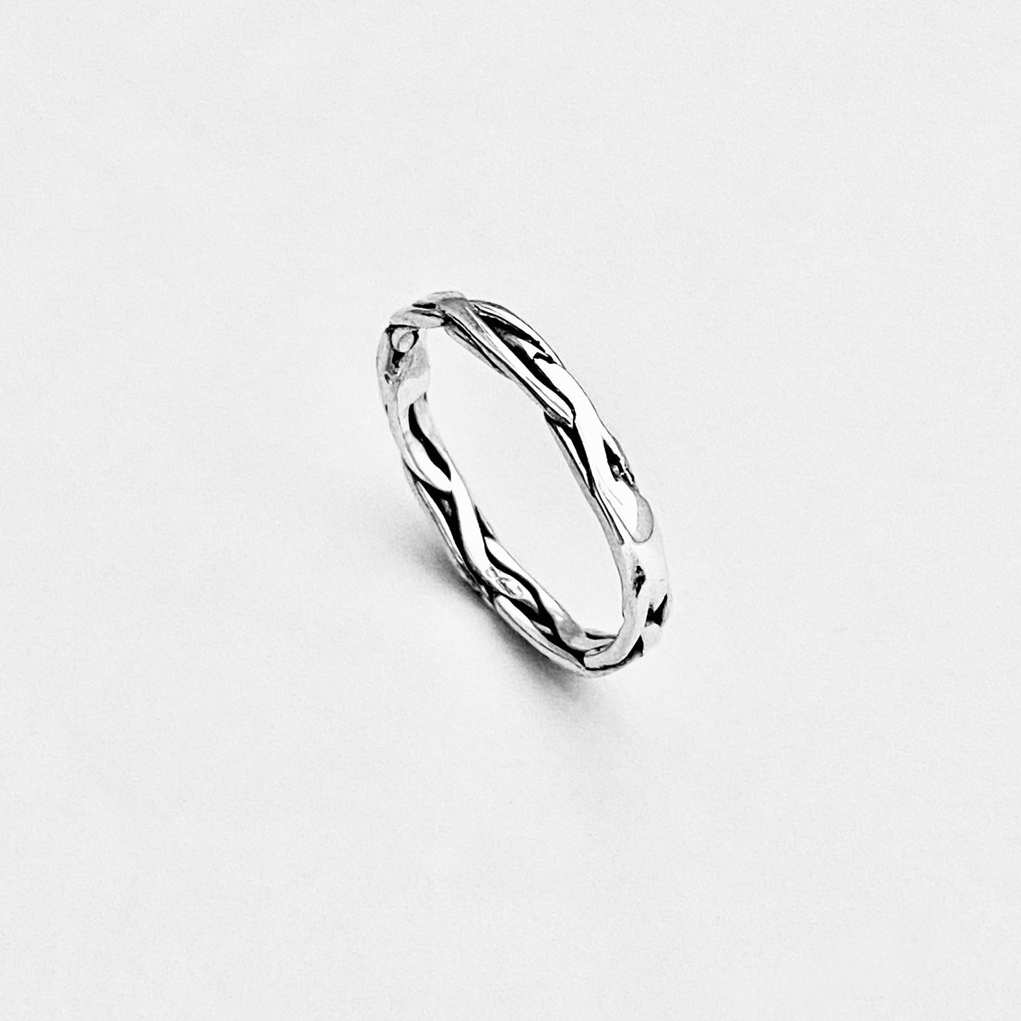 925 Sterling Silver Eternity Crazy Braid Ring | Twisted Rope Unisex Wedding Silver Bands