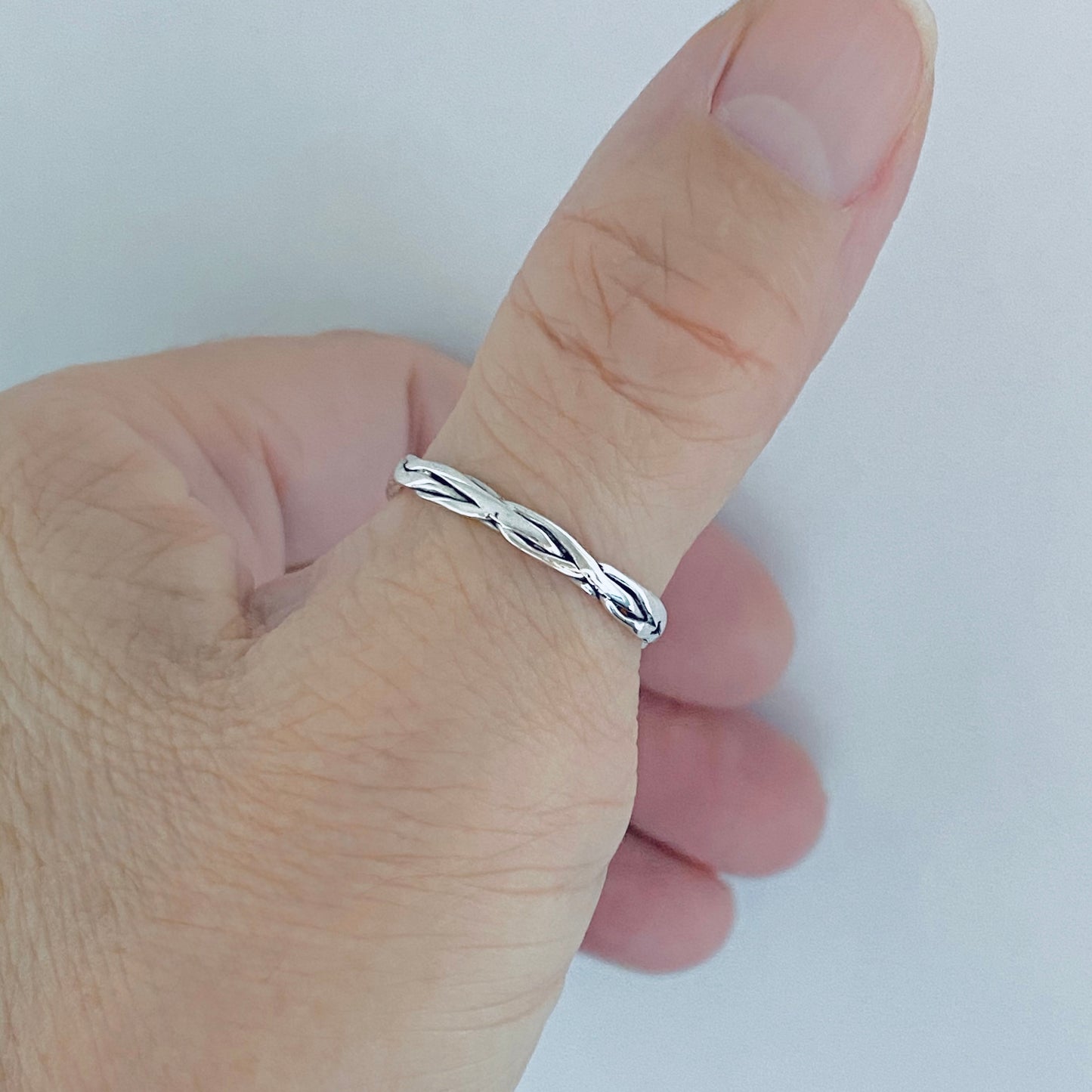 925 Sterling Silver Eternity Crazy Braid Ring | Twisted Rope Unisex Wedding Silver Bands