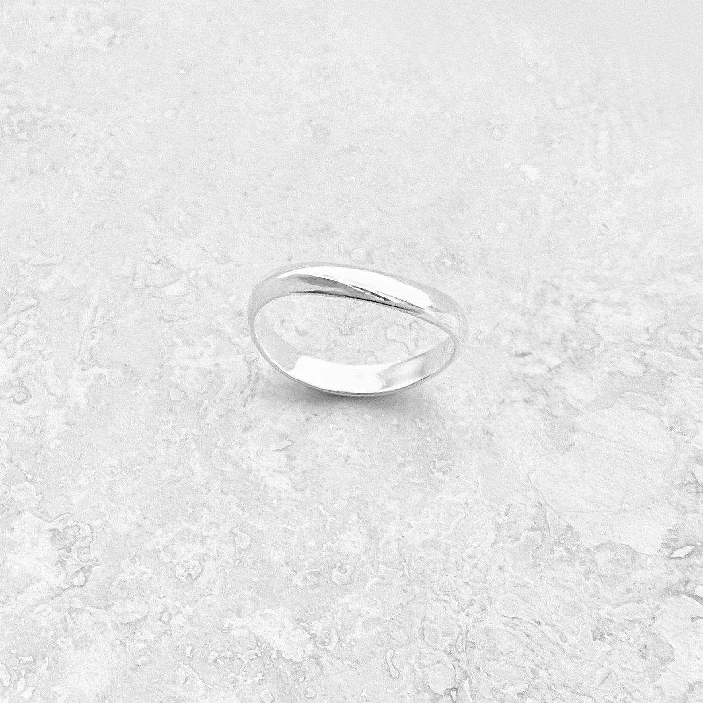 Sterling Silver High Polish 3mm Curve Band, Unisex Wedding Ring, Stackable Jewelry