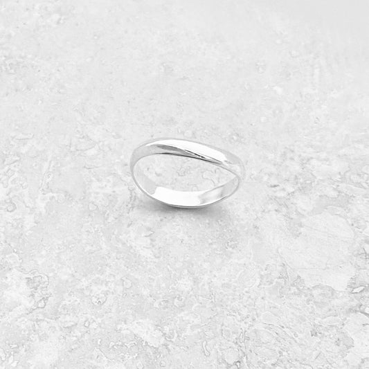 Sterling Silver High Polish 3mm Curve Band, Unisex Wedding Ring, Stackable Jewelry