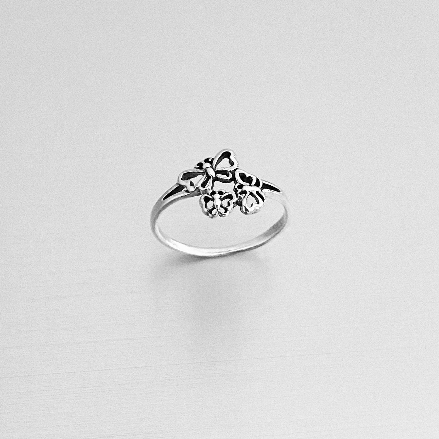 Sterling Silver Small Dainty Triple Butterfly Ring – Spirit Nature Minimalist Silver Rings