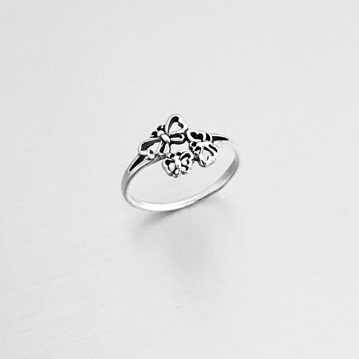 Sterling Silver Small Dainty Triple Butterfly Ring – Spirit Nature Minimalist Silver Rings