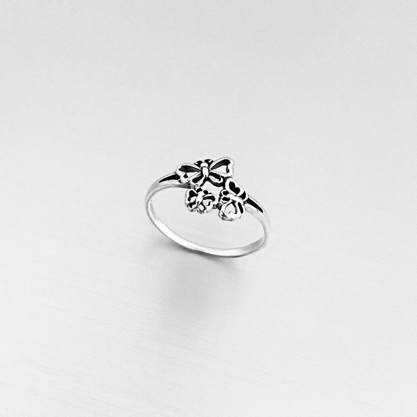 Sterling Silver Small Dainty Triple Butterfly Ring – Spirit Nature Minimalist Silver Rings