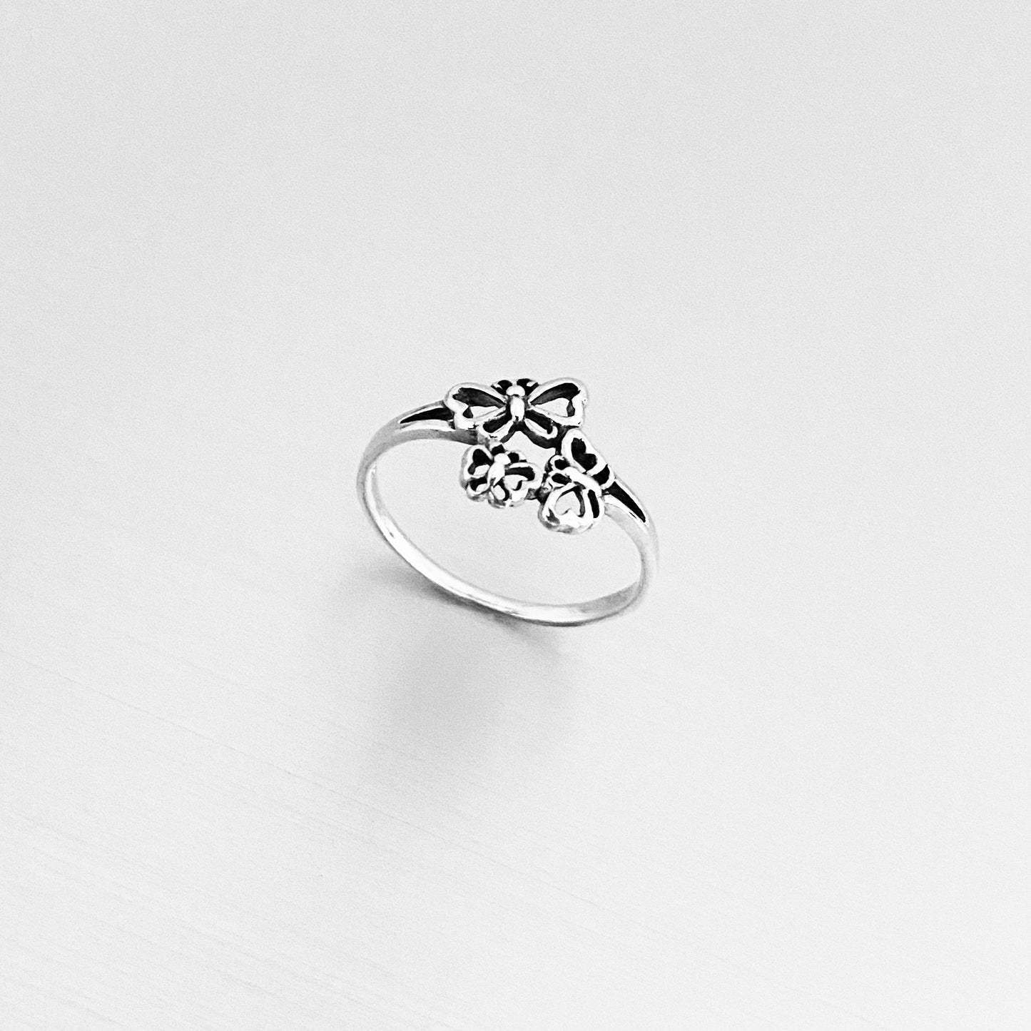 Sterling Silver Small Dainty Triple Butterfly Ring – Spirit Nature Minimalist Silver Rings