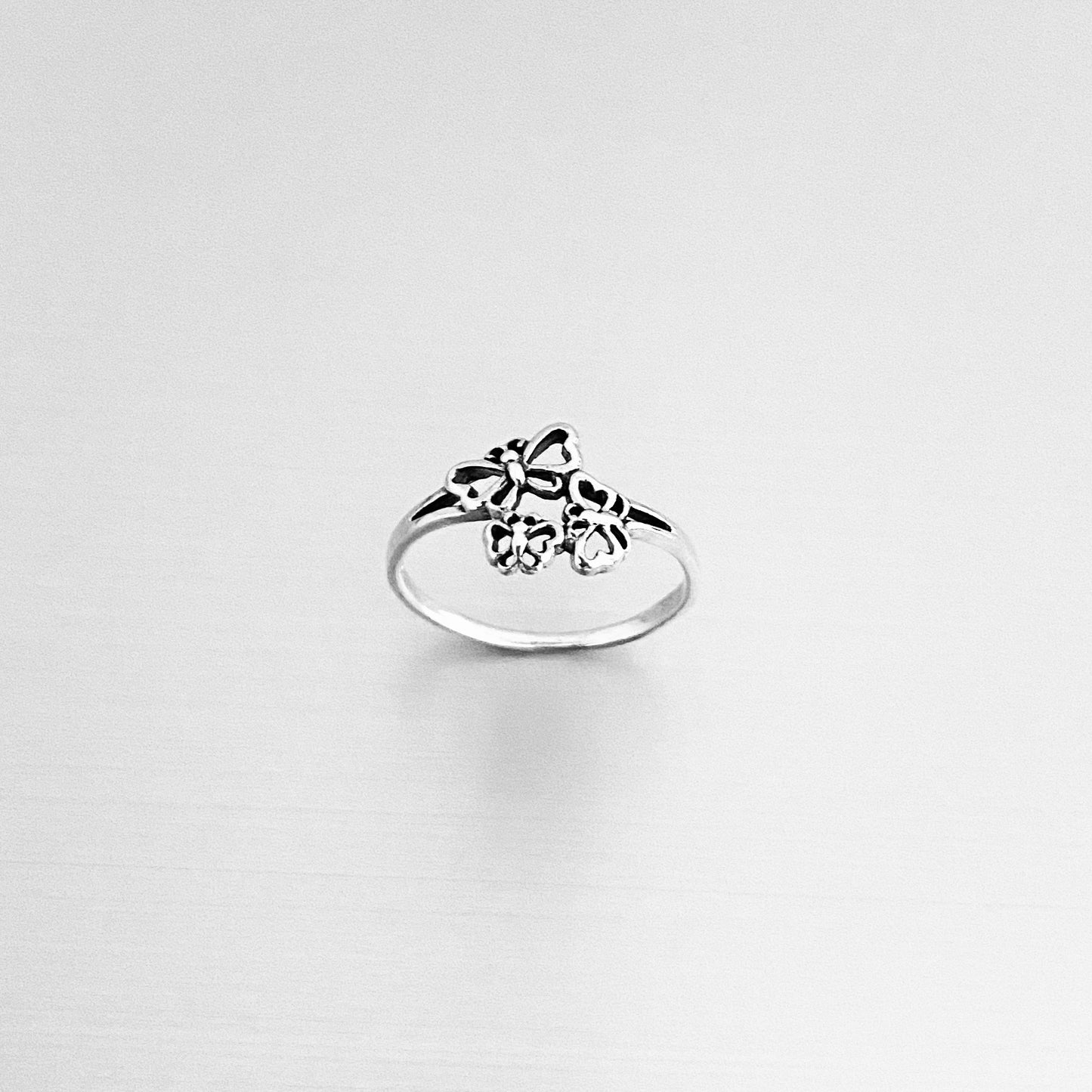 Sterling Silver Small Dainty Triple Butterfly Ring – Spirit Nature Minimalist Silver Rings