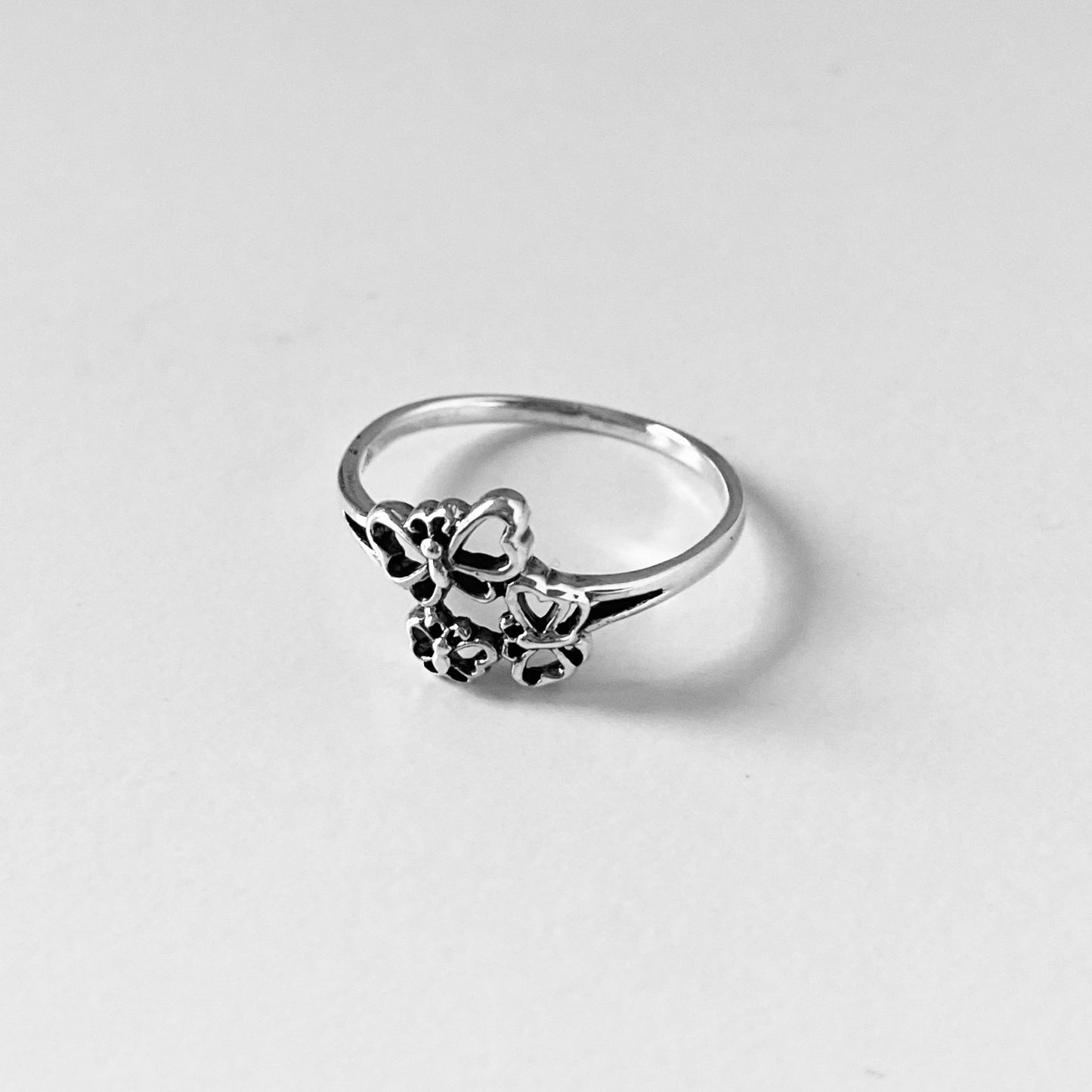 Sterling Silver Small Triple Butterfly Ring, Minimalist Spirit Silver Ring, Bug Rings