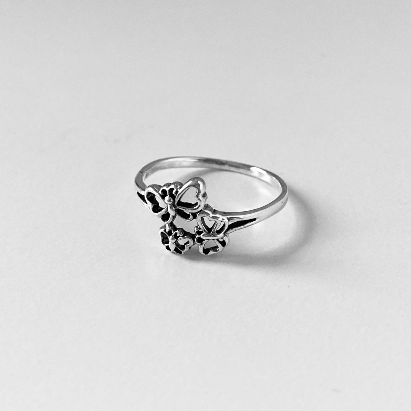 Sterling Silver Small Triple Butterfly Ring, Minimalist Spirit Silver Ring, Bug Rings