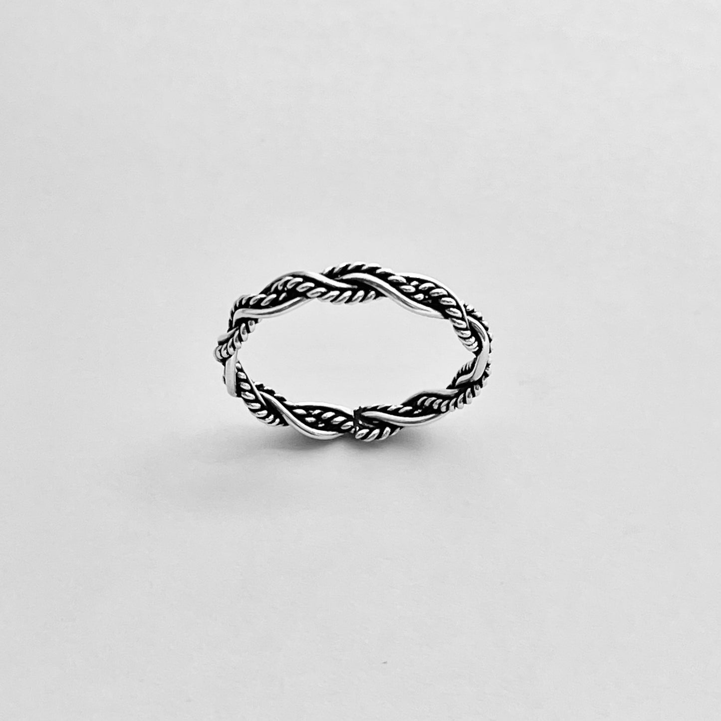 Sterling Silver Unisex Twisted Rope Ring, Stackable Rings, Silver Band