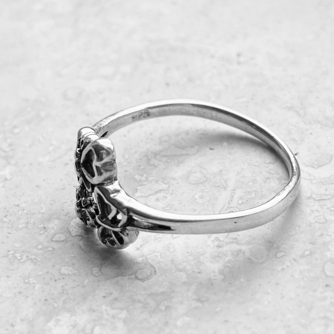 Sterling Silver Small Triple Butterfly Ring, Minimalist Spirit Silver Ring, Bug Rings