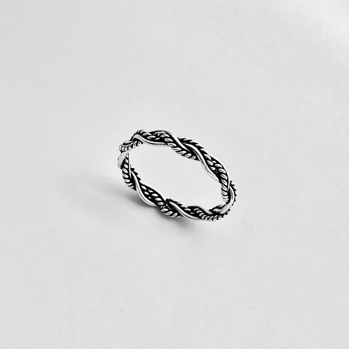 Sterling Silver Unisex Twisted Rope Ring, Stackable Rings, Silver Band