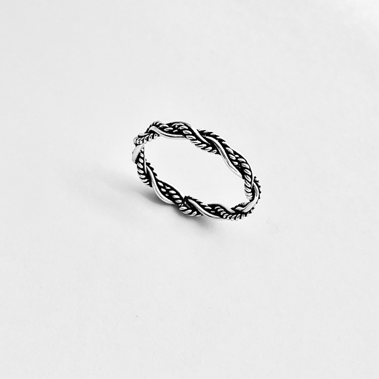 Sterling Silver Unisex Twisted Rope Ring, Stackable Rings, Braided Band