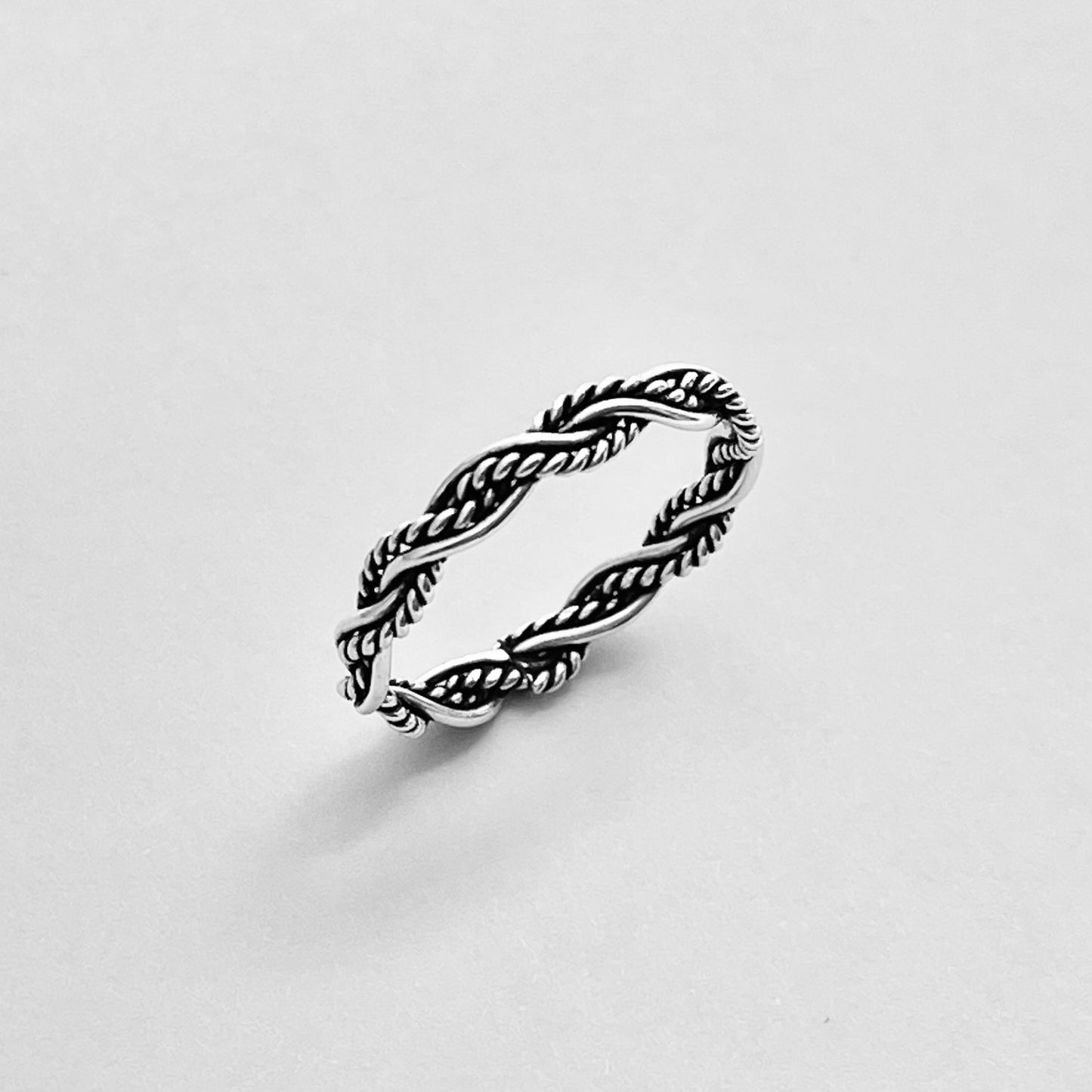 Sterling Silver Unisex Twisted Rope Ring, Stackable Rings, Silver Band