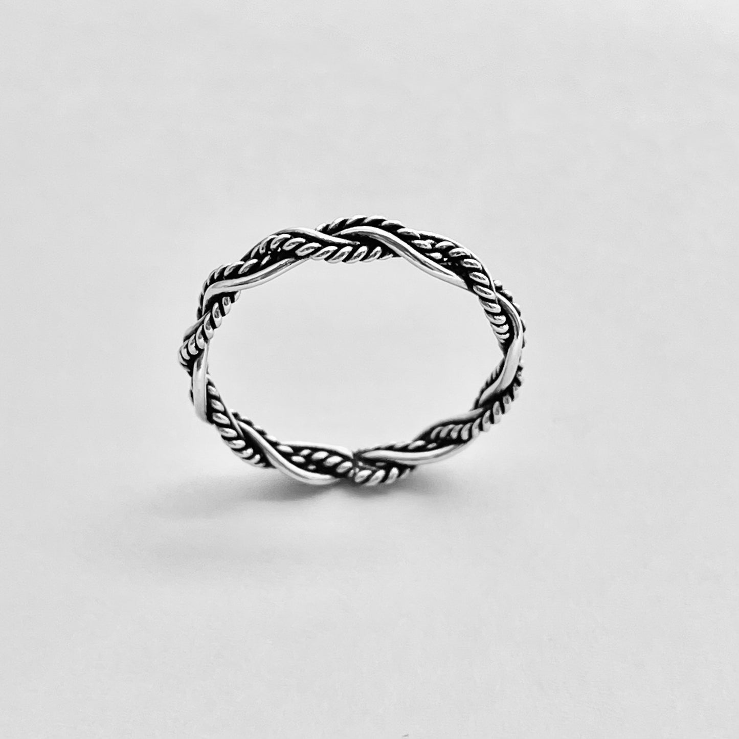 Sterling Silver Unisex Twisted Rope Ring, Stackable Rings, Silver Band