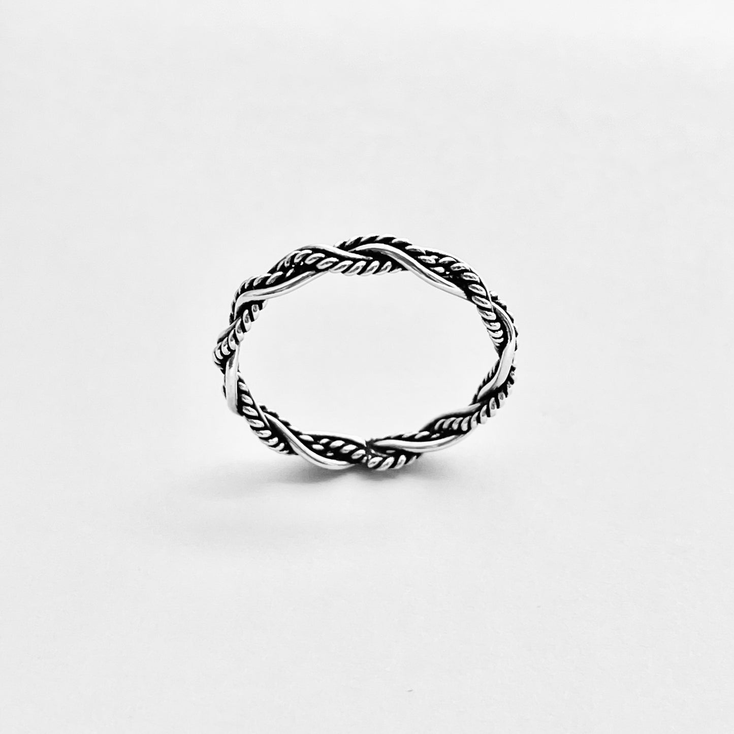 Sterling Silver Unisex Twisted Rope Ring, Stackable Rings, Braided Band