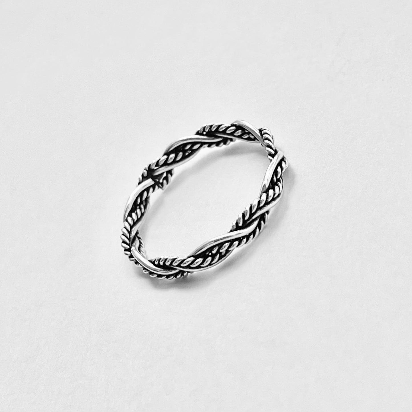 Sterling Silver Unisex Twisted Rope Ring, Stackable Rings, Silver Band