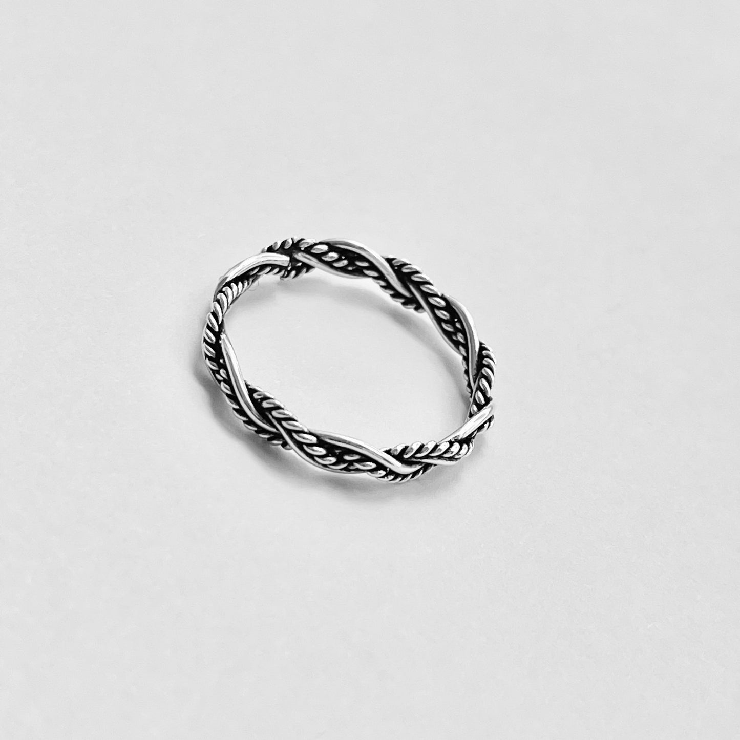 Sterling Silver Unisex Twisted Rope Ring, Stackable Rings, Silver Band