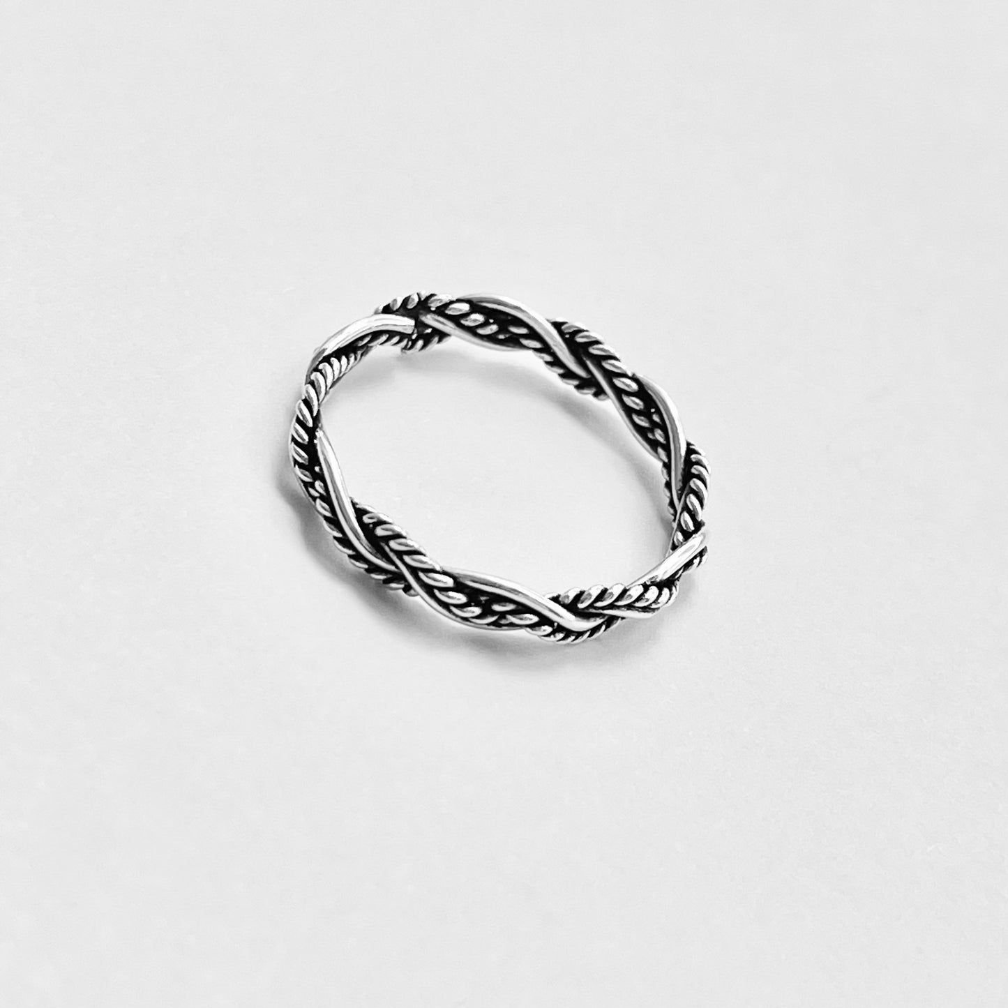 Sterling Silver Unisex Twisted Rope Ring, Stackable Rings, Braided Band