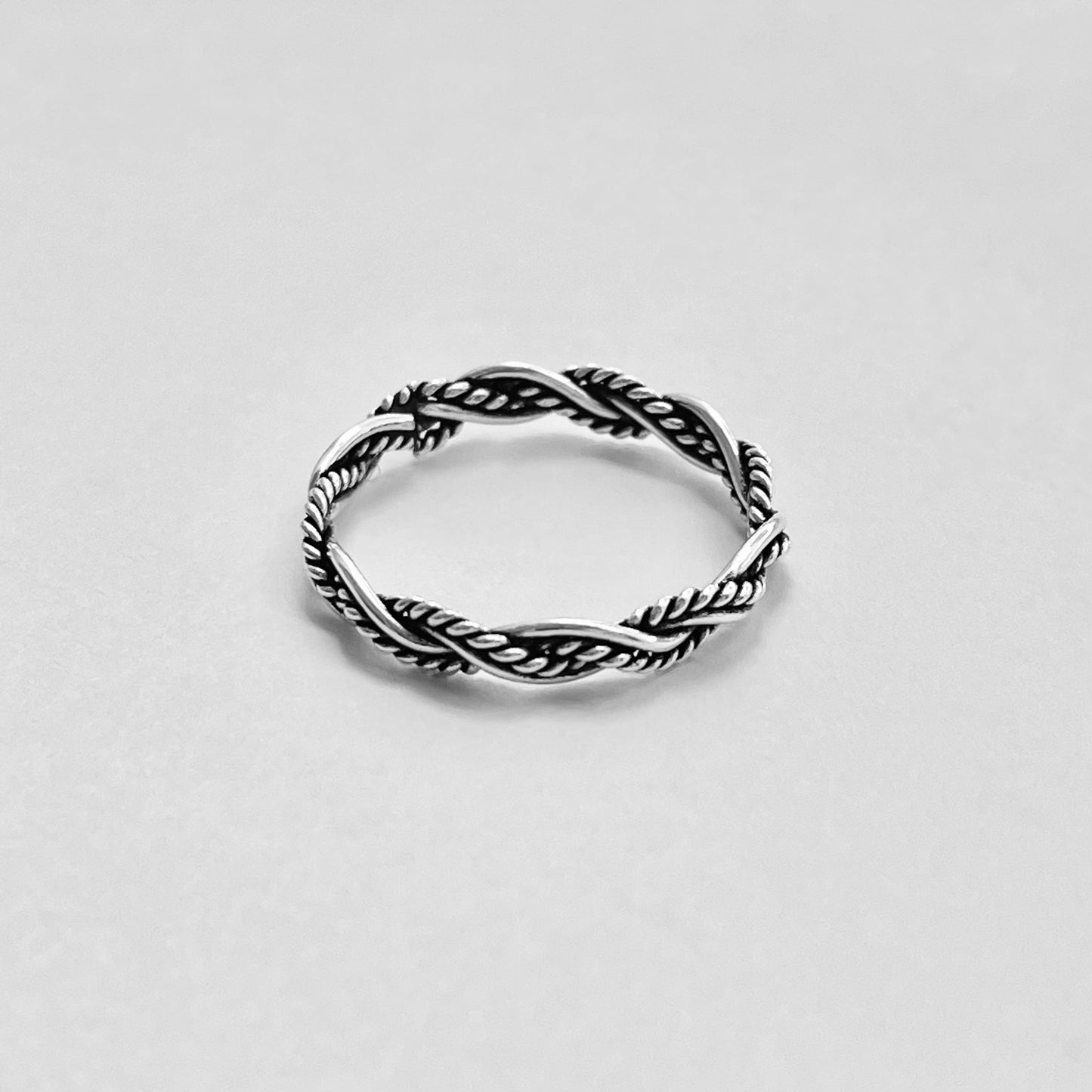 Sterling Silver Unisex Twisted Rope Ring, Stackable Rings, Silver Band