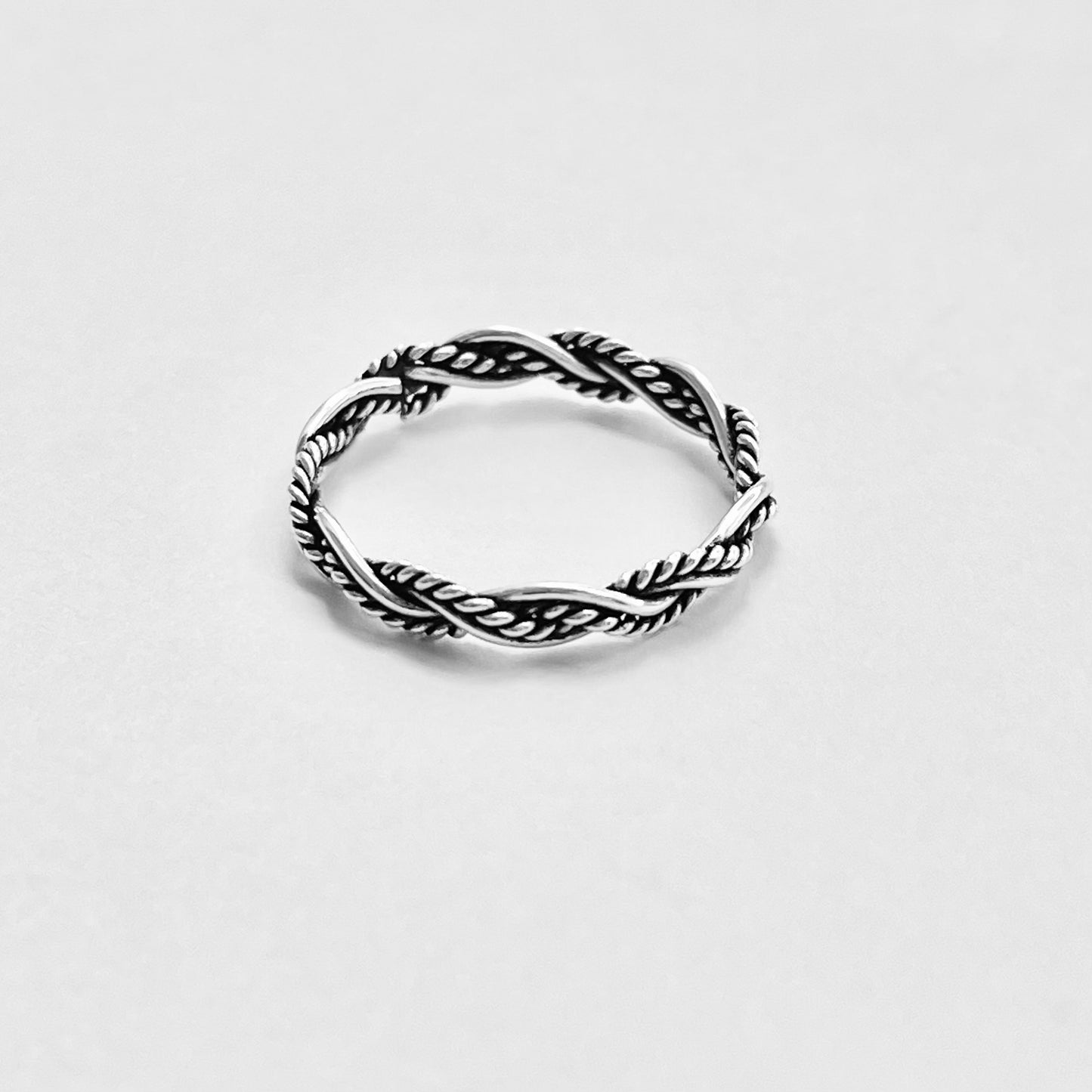 Sterling Silver Unisex Twisted Rope Ring, Stackable Rings, Braided Band