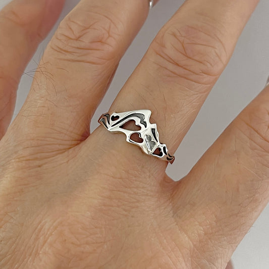 Sterling Silver Heart Mountain Ring, Desert Ring, Hiking Rings, Scenic