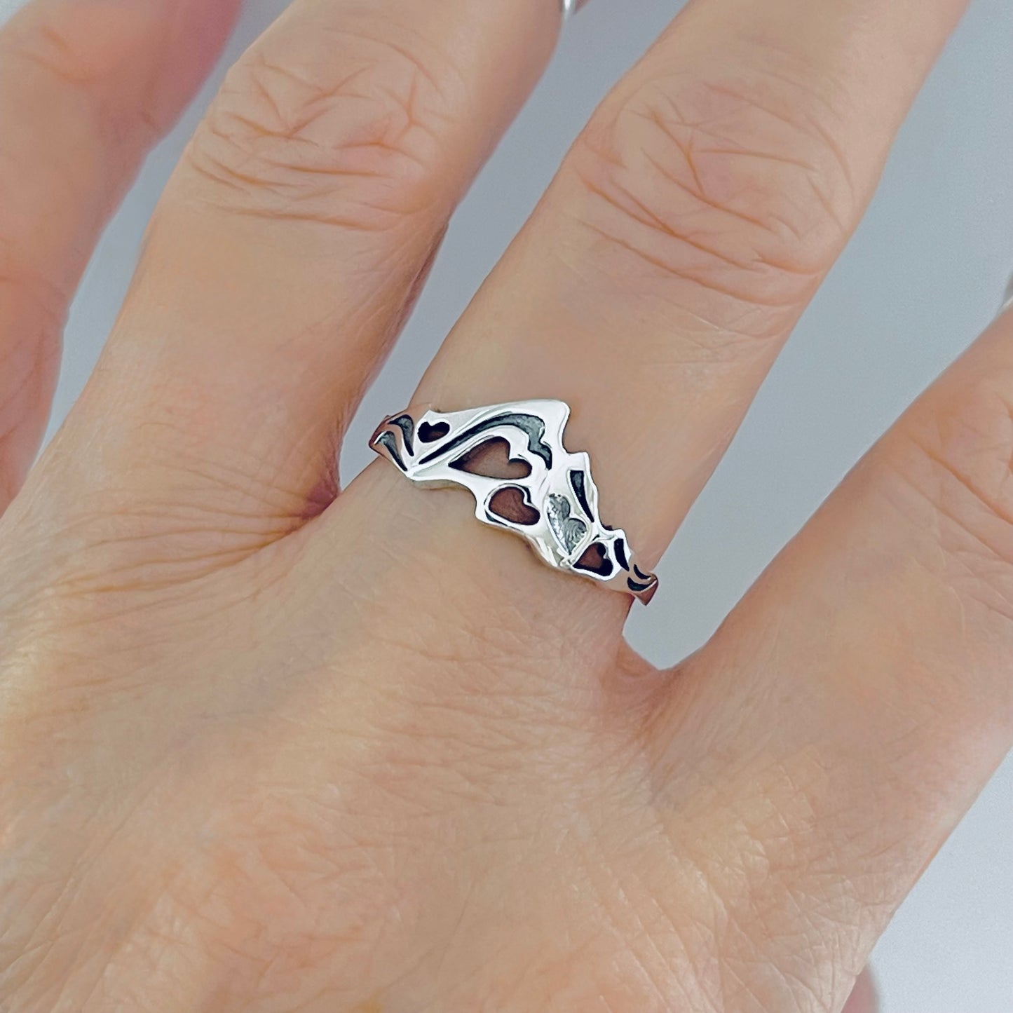 Sterling Silver Heart Mountain Nature Lover Ring | Desert Rock Climbing Hiker Silver Rings