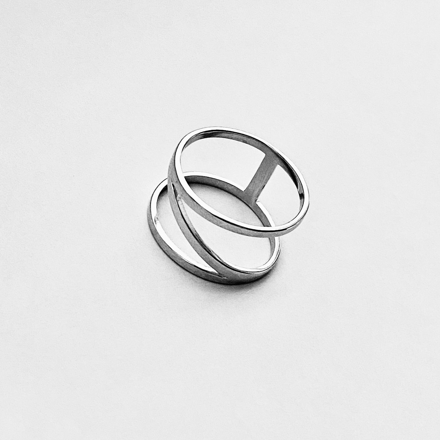 925 Sterling Silver Caged H Ring | Delicate Boho Silver Band Rings