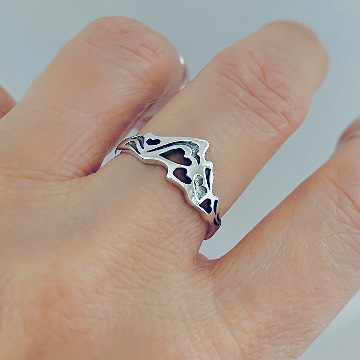 Sterling Silver Heart Mountain Nature Lover Ring | Desert Rock Climbing Hiker Silver Rings