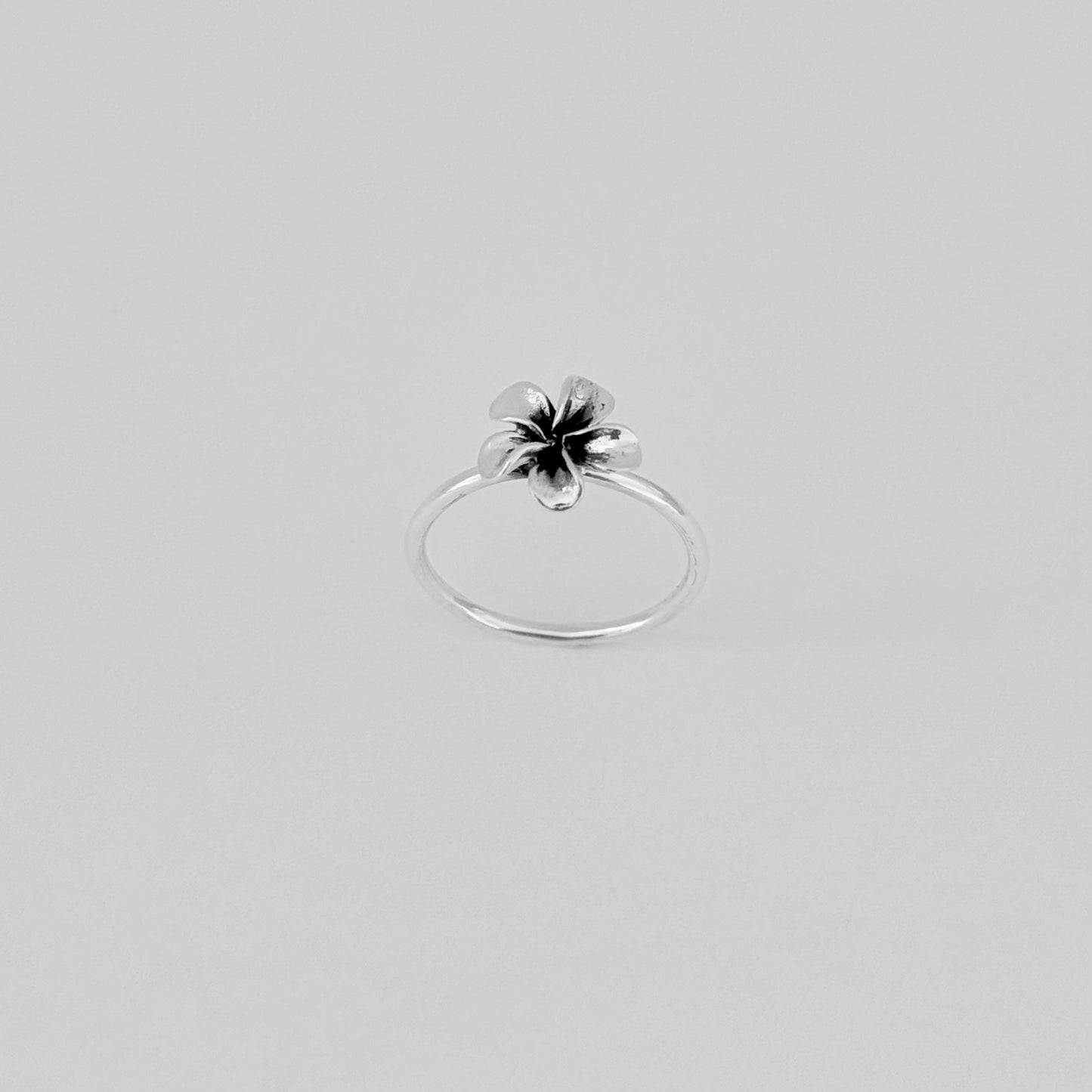 Sterling Silver Small Plumeria Ring, Hawaii Jewelry, Silver Flower Rings