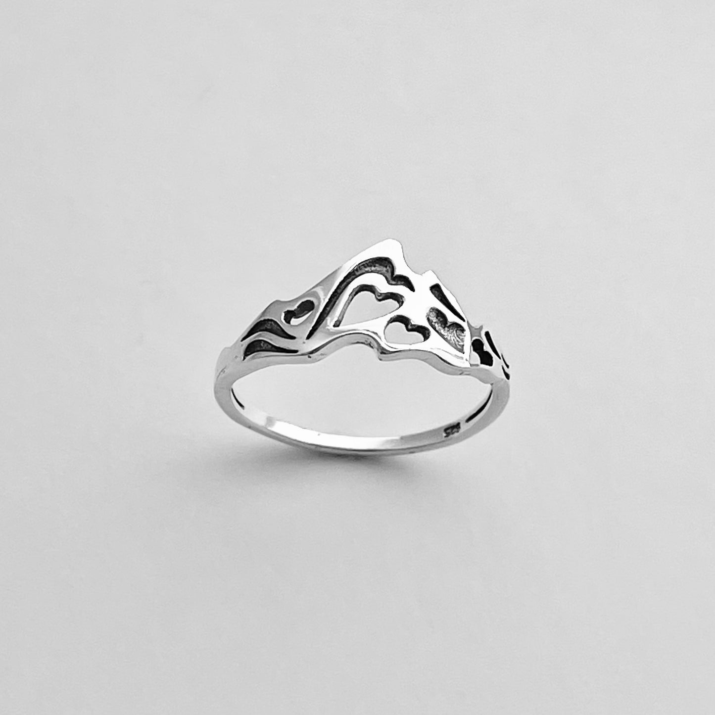 Sterling Silver Heart Mountain Ring, Desert Ring, Hiking Rings, Scenic