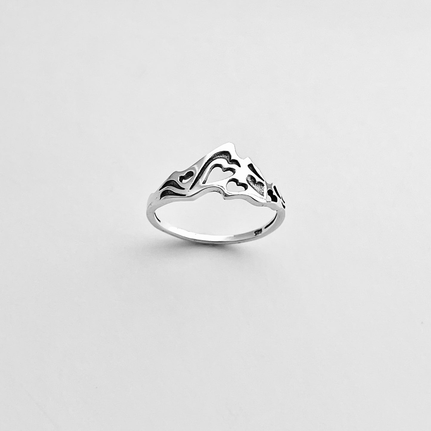 Sterling Silver Heart Mountain Nature Lover Ring | Desert Rock Climbing Hiker Silver Rings