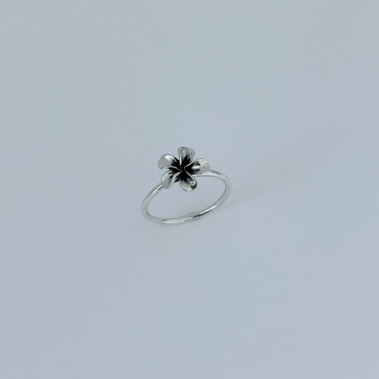 Sterling Silver Small Plumeria Ring, Hawaii Jewelry, Silver Flower Rings