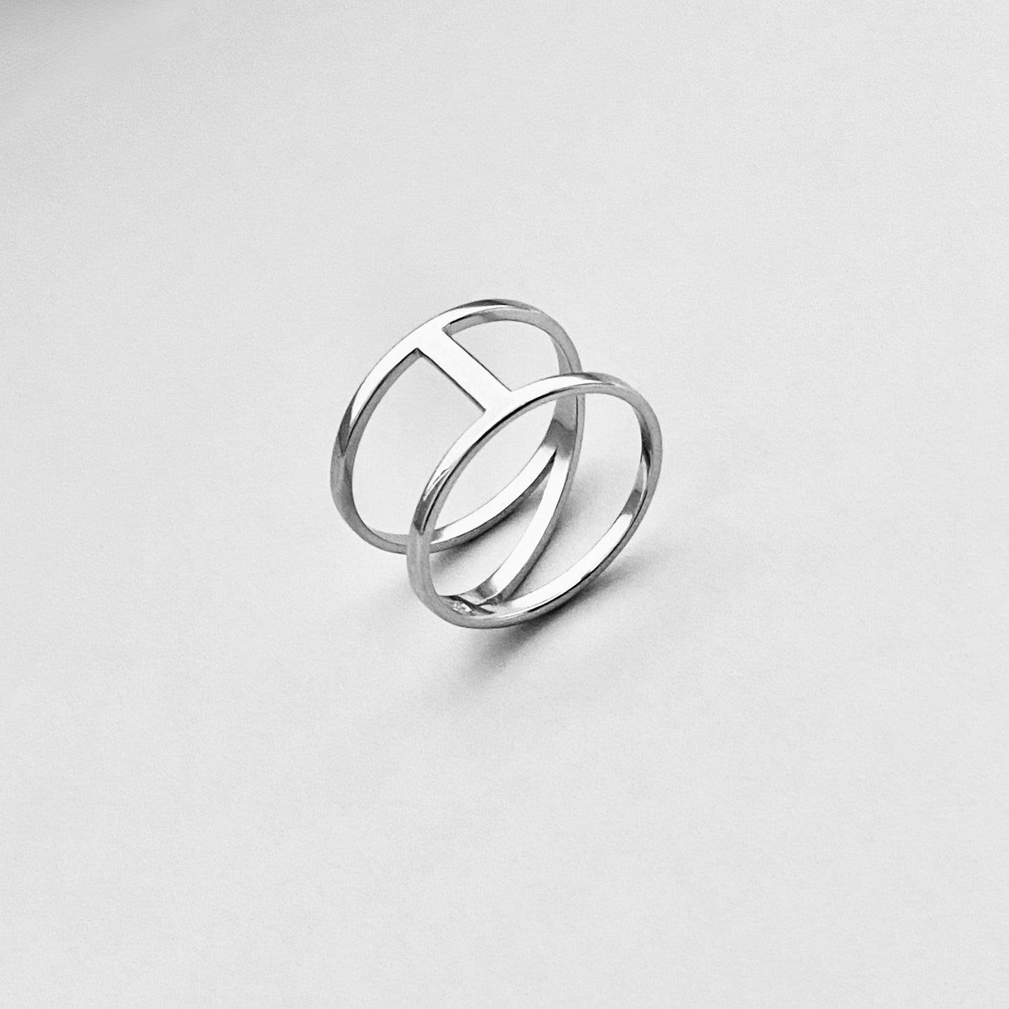 925 Sterling Silver Caged H Ring | Delicate Boho Silver Band Rings