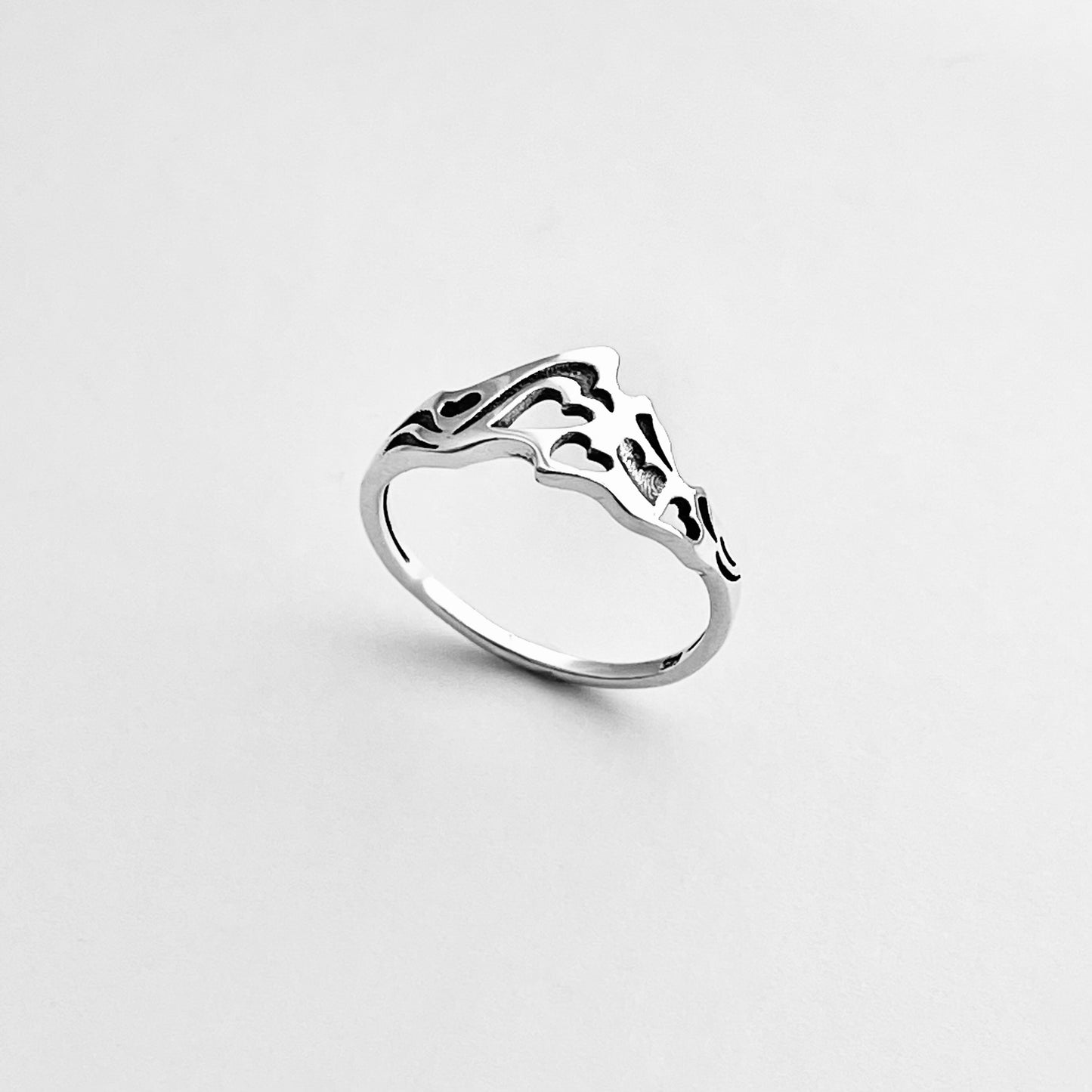 Sterling Silver Heart Mountain Nature Lover Ring | Desert Rock Climbing Hiker Silver Rings