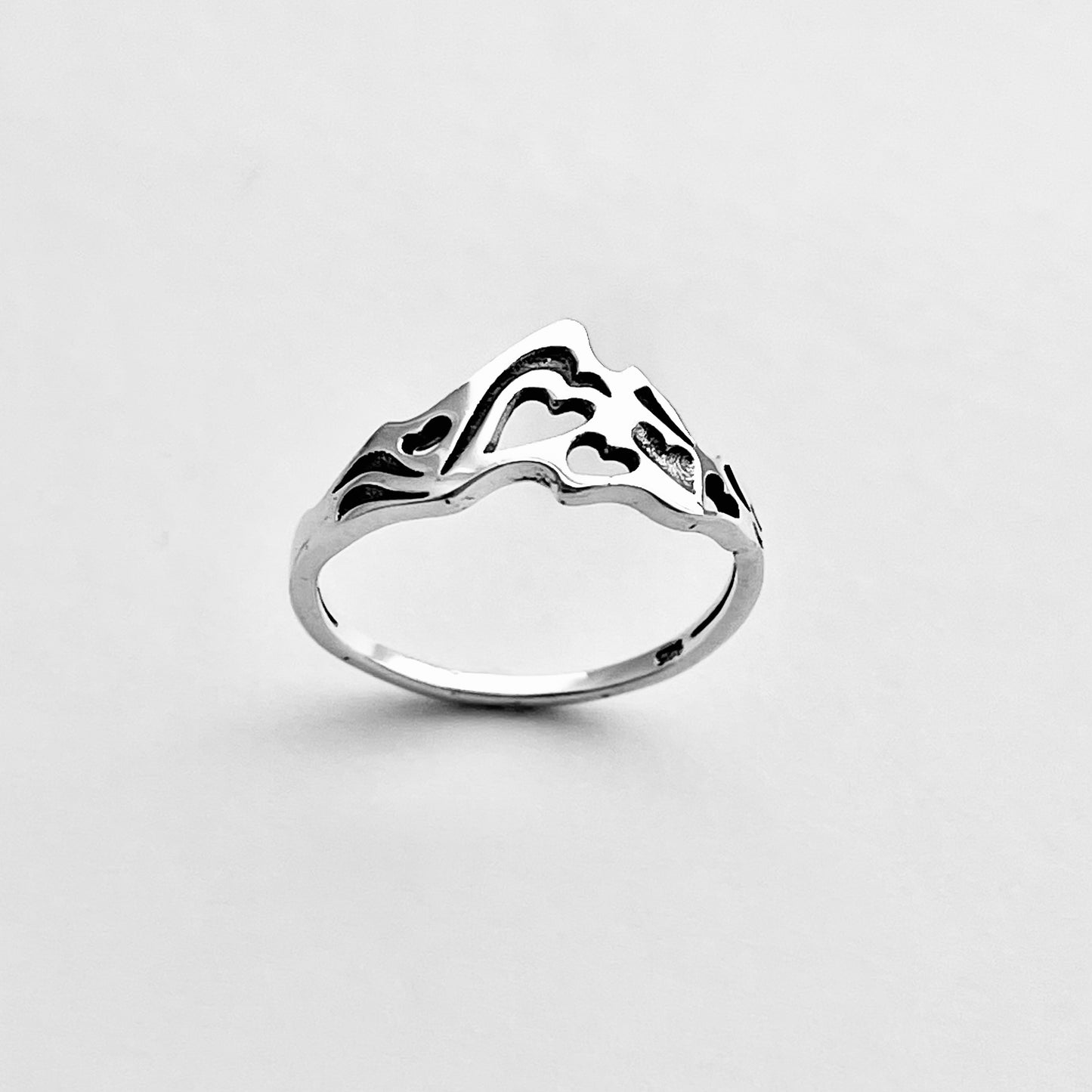 Sterling Silver Heart Mountain Ring, Desert Ring, Hiking Rings, Scenic