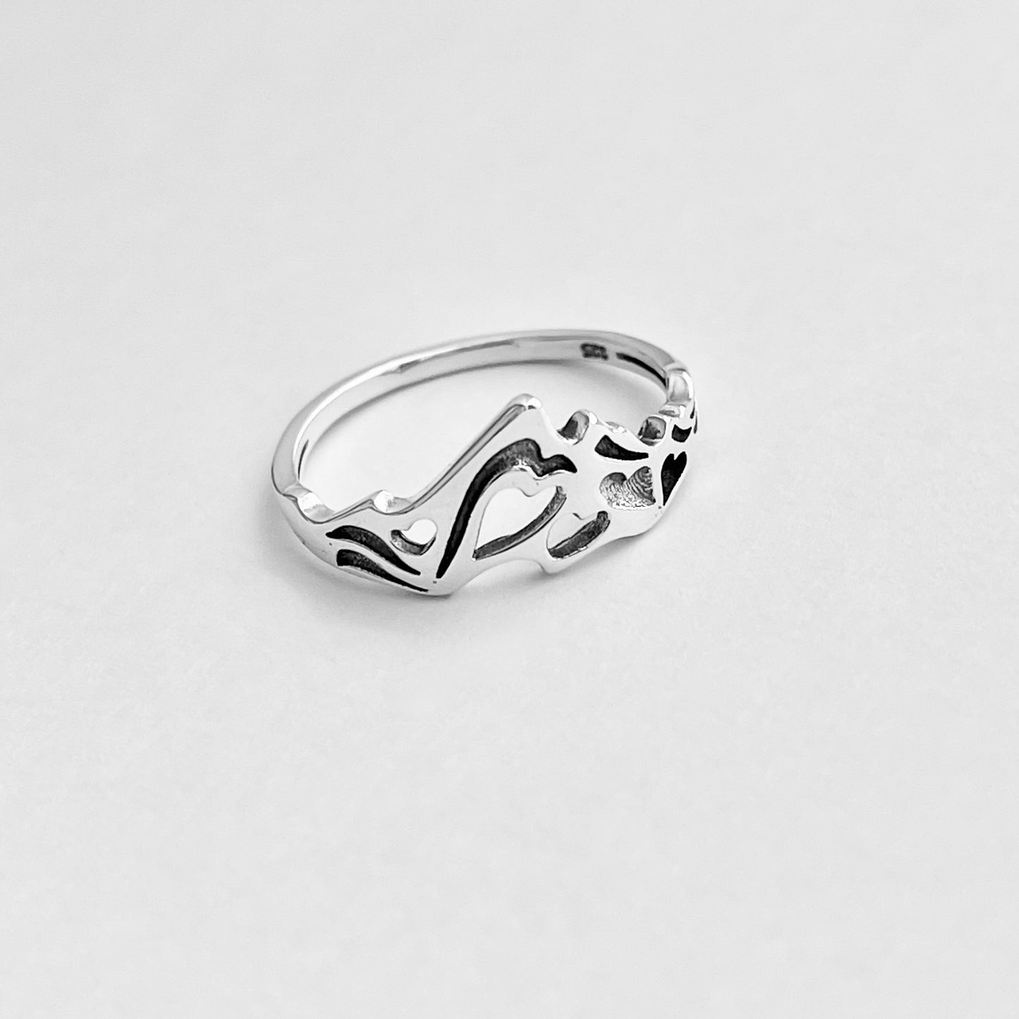 Sterling Silver Heart Mountain Nature Lover Ring | Desert Rock Climbing Hiker Silver Rings