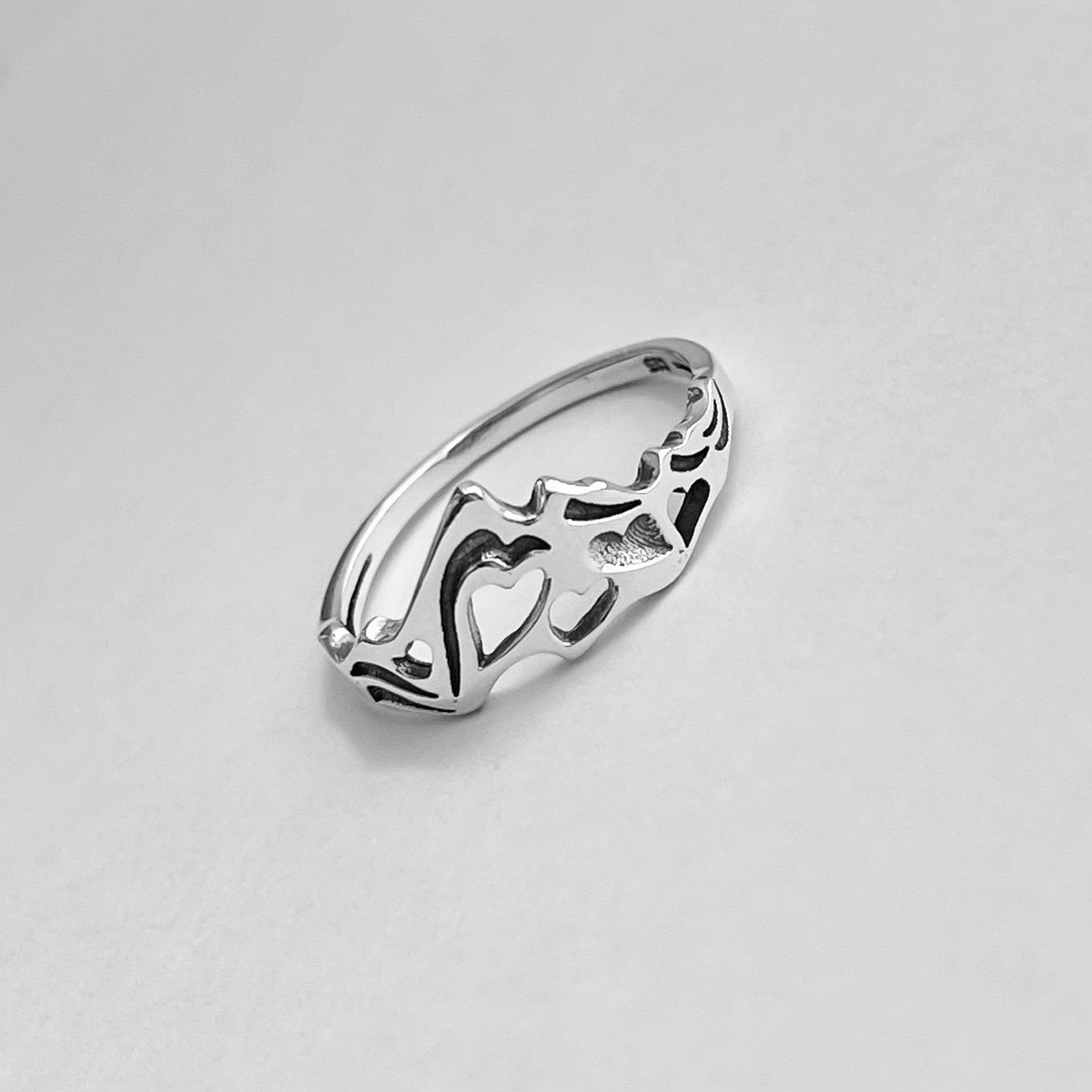 Sterling Silver Heart Mountain Ring, Desert Ring, Hiking Rings, Scenic