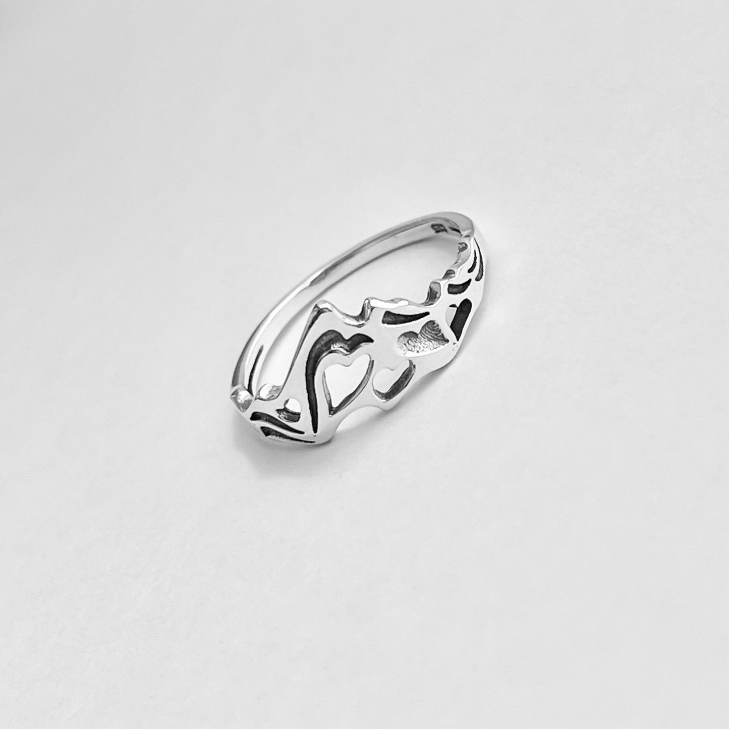 Sterling Silver Heart Mountain Nature Lover Ring | Desert Rock Climbing Hiker Silver Rings