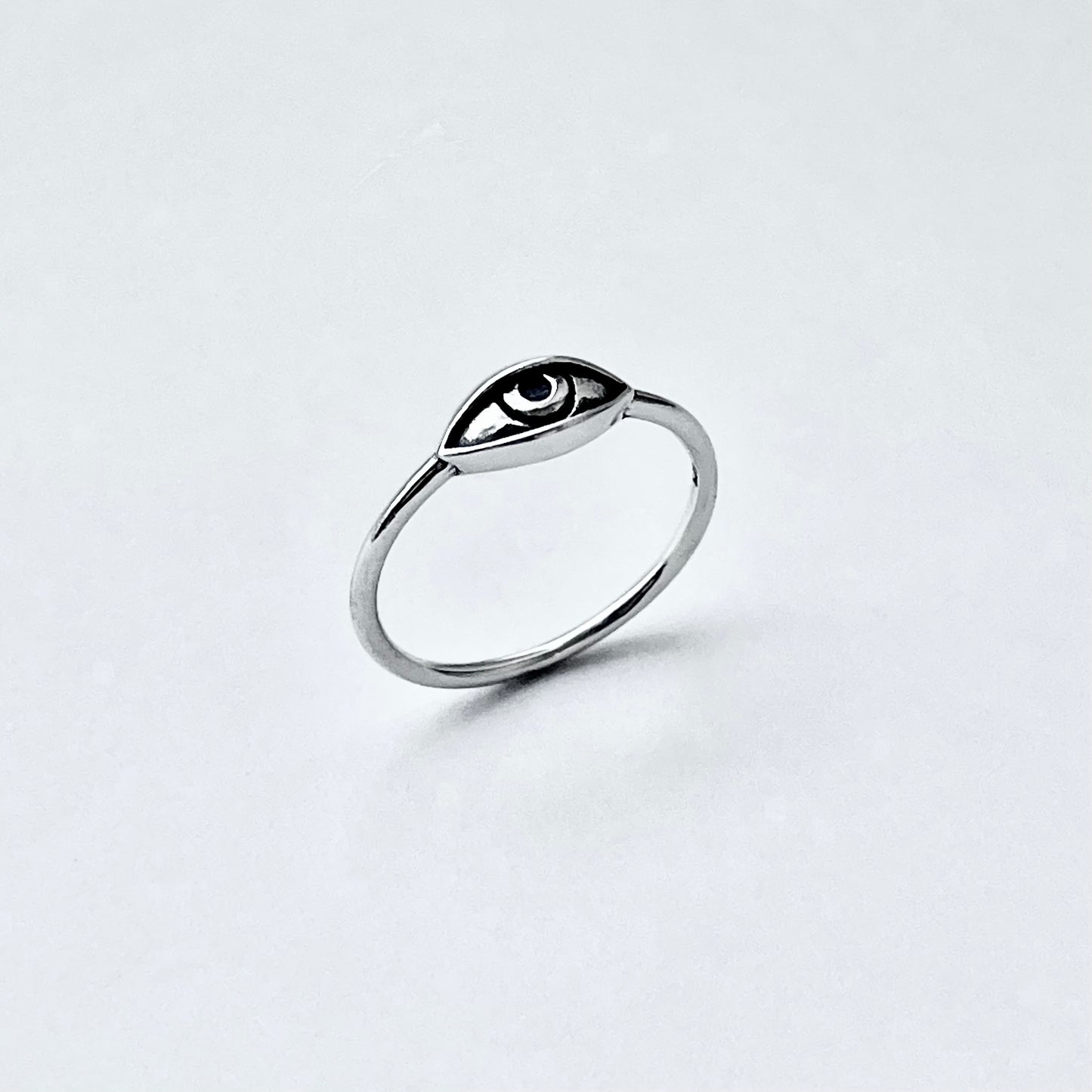 925 Sterling Silver Small Dainty Evil Eye Ring | All Seeing Eye Protector Silver Rings
