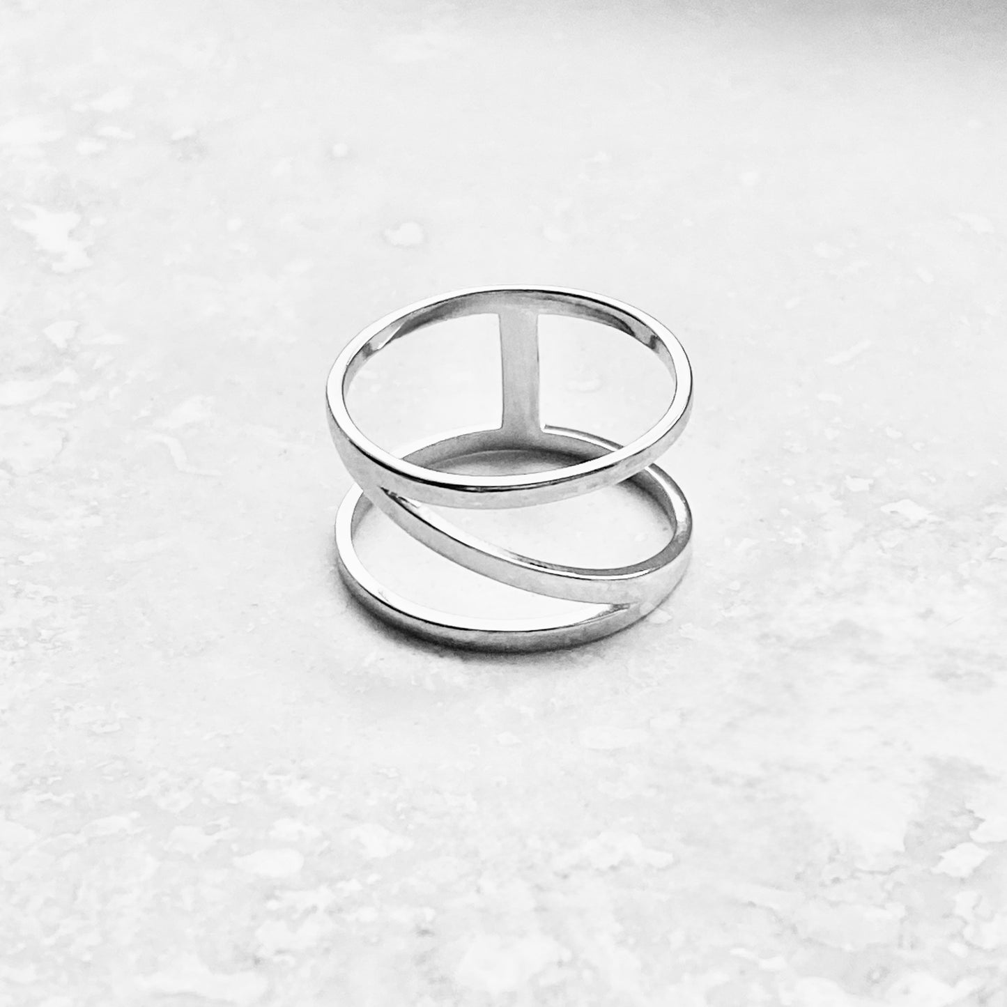 925 Sterling Silver Caged H Ring | Delicate Boho Silver Band Rings