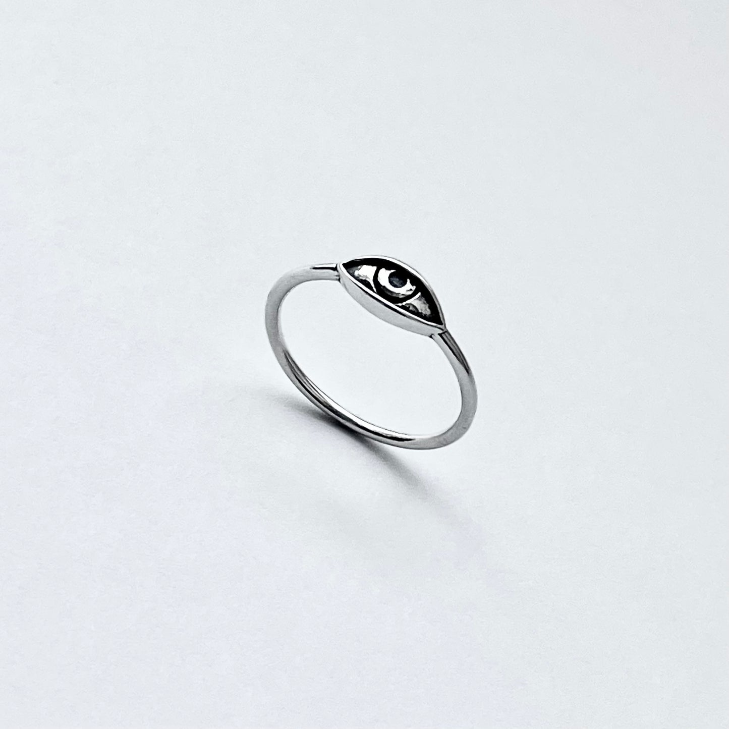 925 Sterling Silver Small Dainty Evil Eye Ring | All Seeing Eye Protector Silver Rings