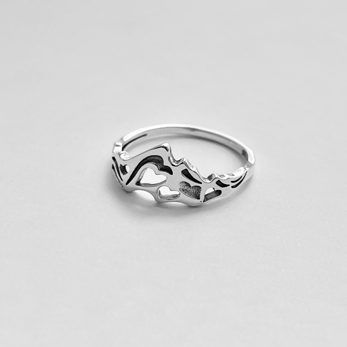 Sterling Silver Heart Mountain Ring, Desert Ring, Hiking Rings, Scenic