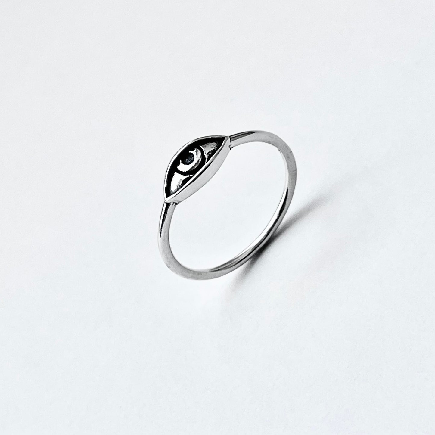 925 Sterling Silver Small Dainty Evil Eye Ring | All Seeing Eye Protector Silver Rings