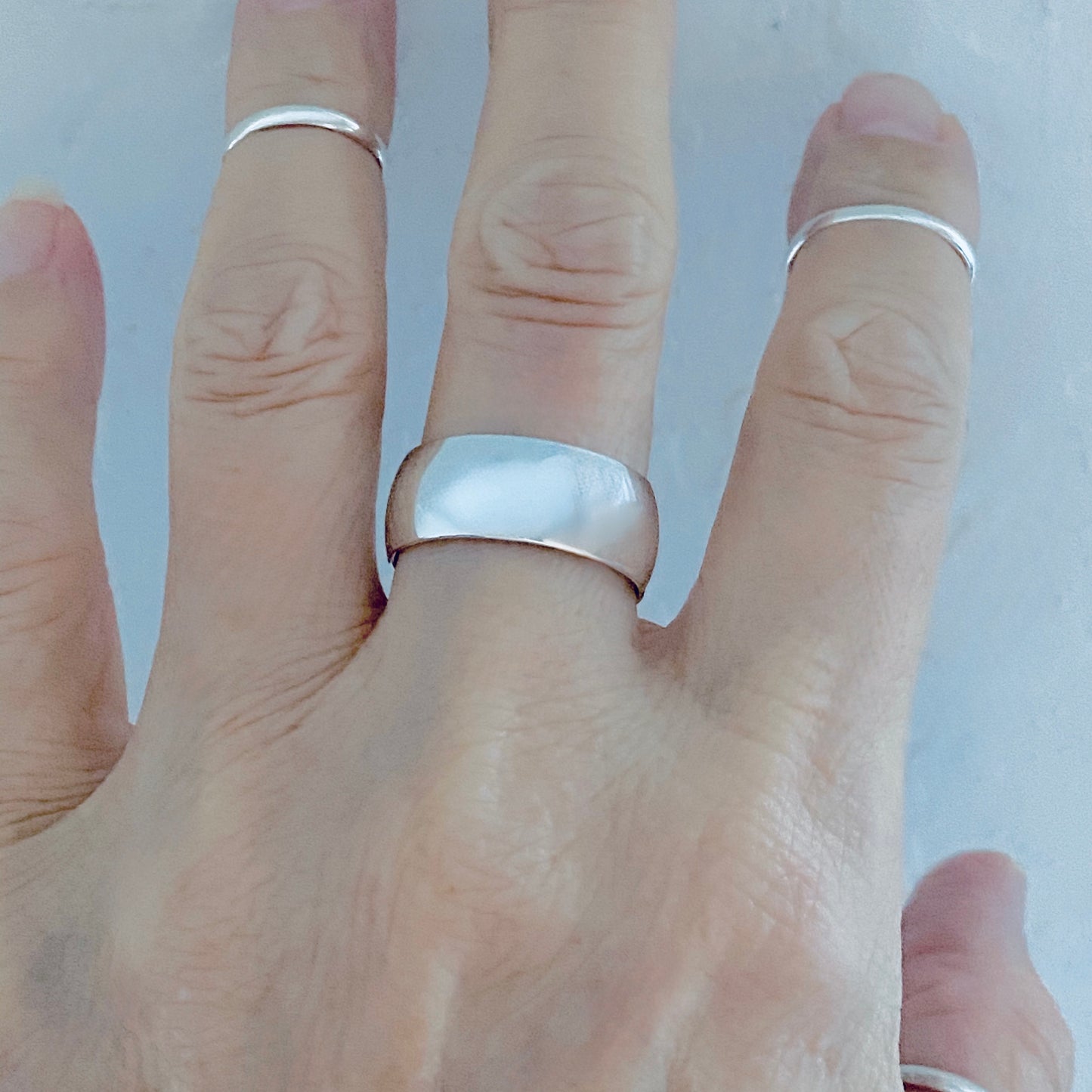 Sterling Silver Unisex High Polish 8MM Wedding Band, Stackable Ring, Silver Bands